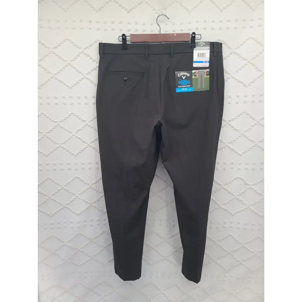 Callaway comfort waistband flat front pant Size 38w 30L black heather golf